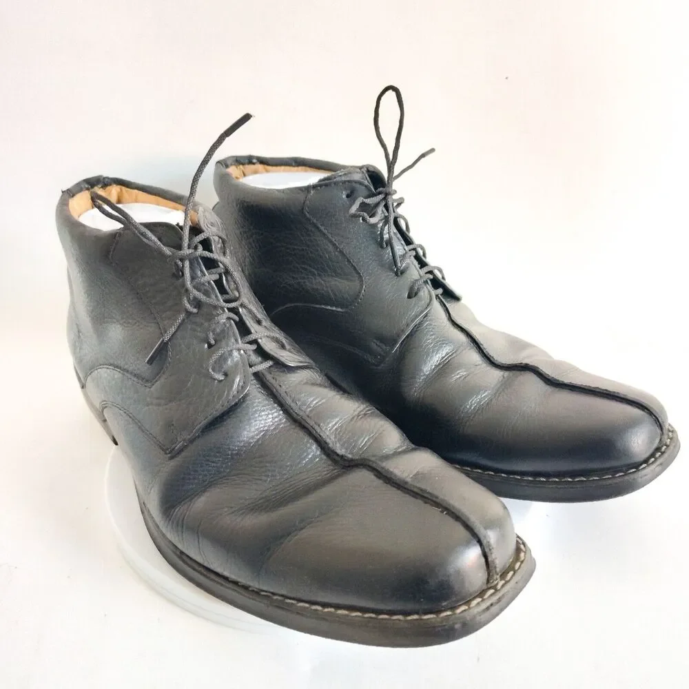 Sandro Comfort Gel Mens Size‎ 8 D Ankle Boots Pebbled Leather Black Lace-up